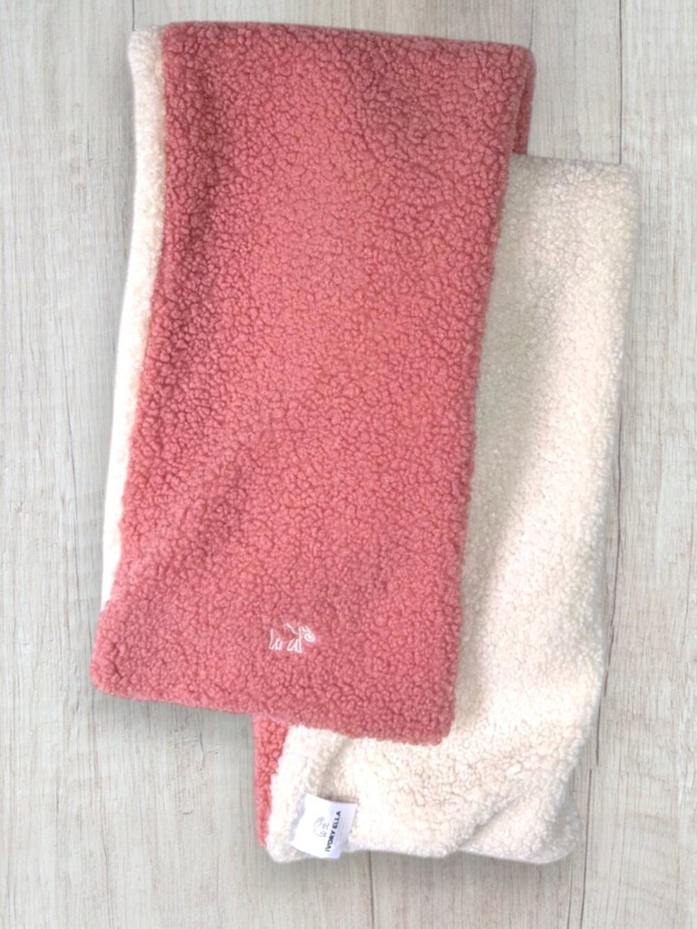 Ivory Ella Pink Ivory Sherpa Fleece Scarf Elephant Logo Cozy Winter